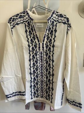 Isabel Marant Cikariah Embroidered Cotton Gauze Shirt (L)